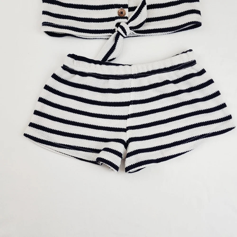 Vince Camuto Navy and White Striped Knit Set